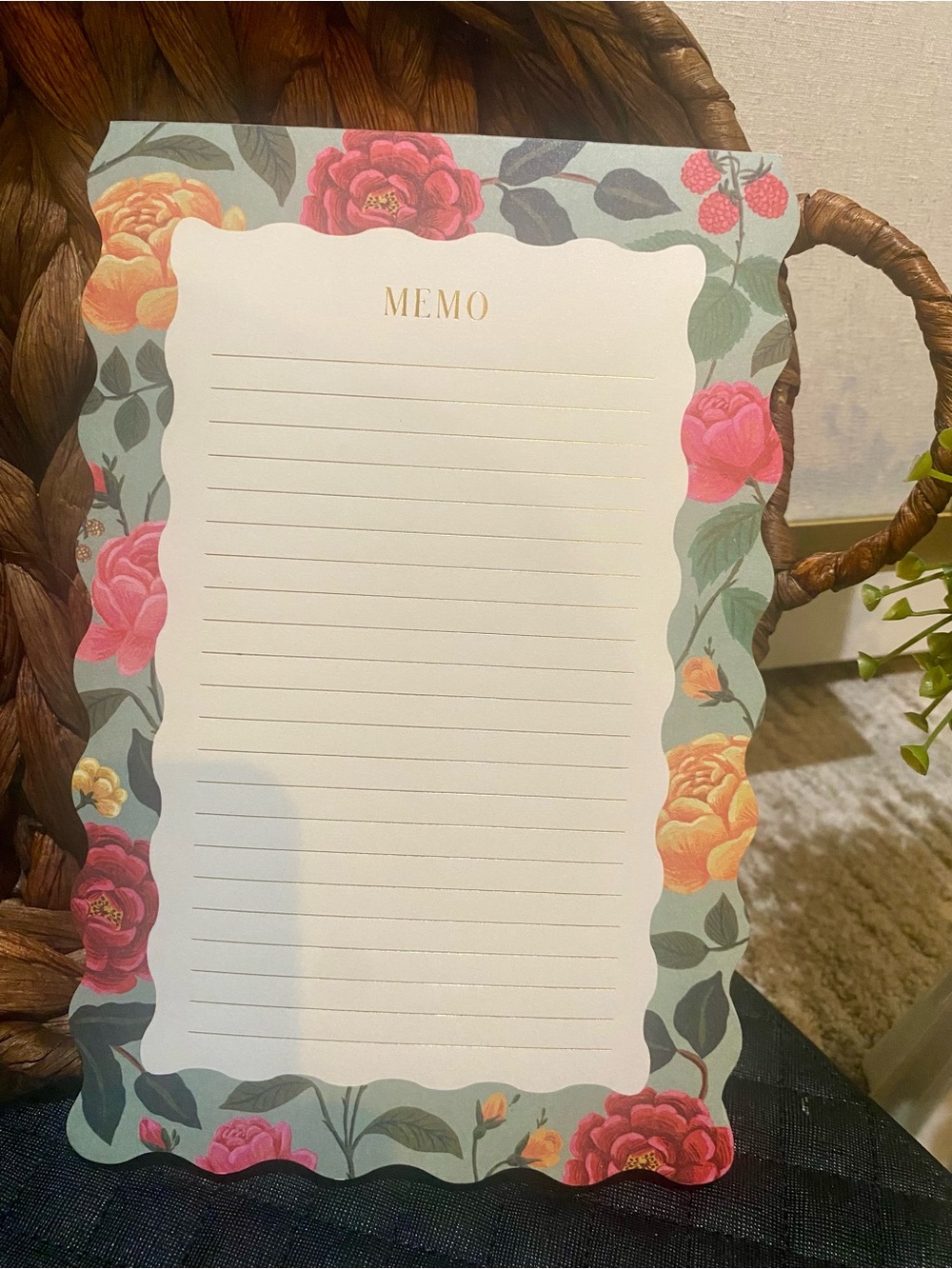Rifle Paper Co. Floral 'MEMO' Lined Notepad - Pink & Peach Roses
